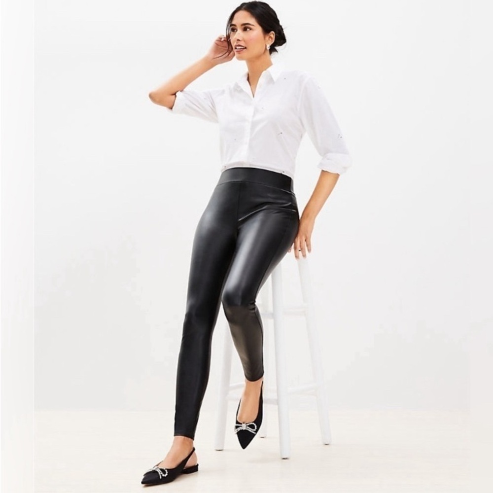 LOFT Black Faux-Leather Leggings